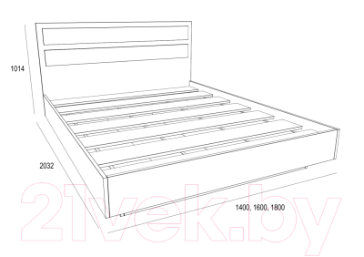 Двуспальная кровать Doma Лотос парящая 160x200 (белый/бетон серый)