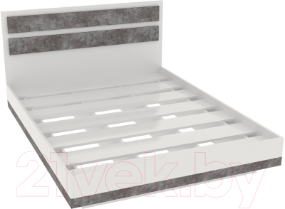 Полуторная кровать Doma Лотос парящая 140x200 (белый/бетон серый)