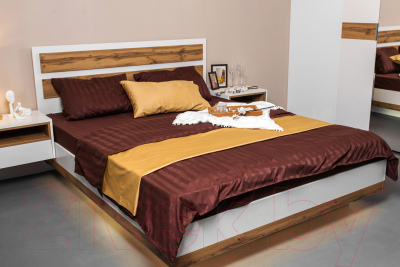 Двуспальная кровать Doma Лотос парящая 180x200 (белый/дуб крафт)