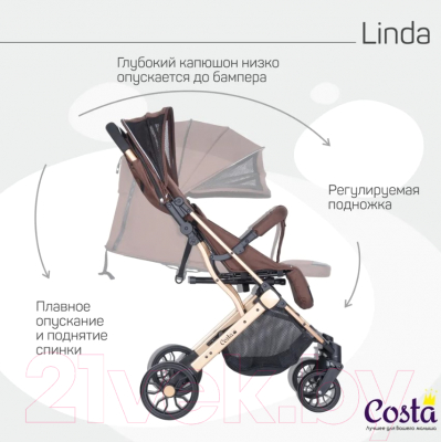 Детская прогулочная коляска Costa Linda Gold (Chocolate)
