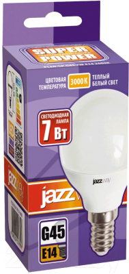 Лампа JAZZway PLED-SP 7Вт G45 3000К E14 540лм 230В / 1027856-2