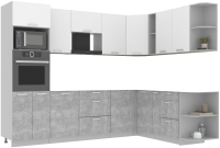 Готовая кухня Интерлиния Мила Лайт 1.88x2.8 правая без столешницы (белый платинум/бетон) - 