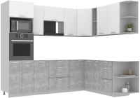Кухонный гарнитур Интерлиния Мила Лайт 1.88x2.6 правая без столешницы (белый платинум/бетон) - 