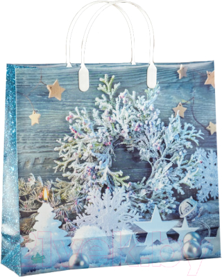 Изображение товара Пакет подарочный ТИКО-Пластик Снежинки на бирюзе / н00148233