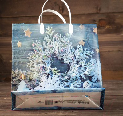 Изображение товара Пакет подарочный ТИКО-Пластик Снежинки на бирюзе / н00148233