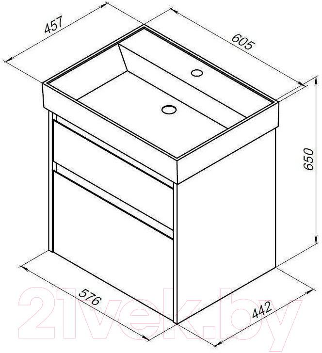 Тумба с умывальником Aquanet Nova Lite 60 / 302525