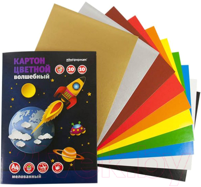 Изображение товара Набор цветного картона Schoolformat Волшебный / КЦМВ10Л10Ц-ШК (10л)