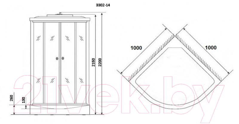 Душевая кабина Niagara NG-3302-14G 100x100x215 (матовое стекло) — фото 3