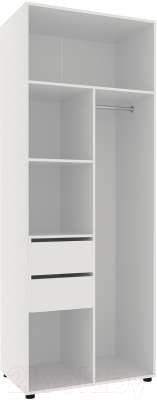 Шкаф Doma Лотос 2х-дверный с зеркалом 800 (белый/бетон серый)