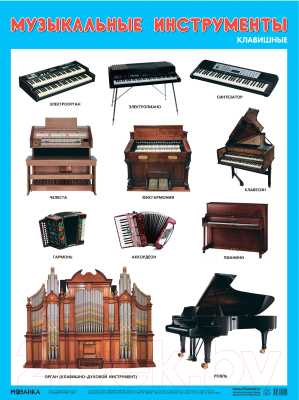 Развивающий плакат Мозаика-Синтез Музыкальные инструменты. Клавишные / МС13055