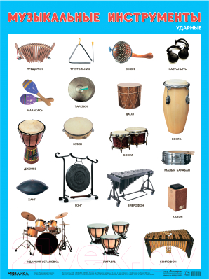 Развивающий плакат Мозаика-Синтез Музыкальные инструменты. Ударные / МС13057