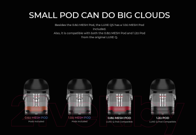 Электронный парогенератор Vaporesso Luxe QS Pod 1000mAh (2мл, черный)