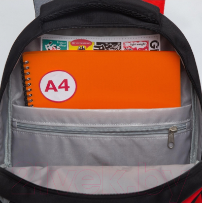 Школьный рюкзак Grizzly RB-352-1 (серый/красный)