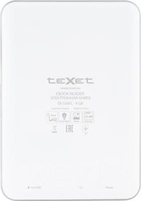Электронная книга Texet TB-536FL (белый) - вид сзади
