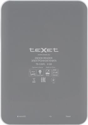 Электронная книга Texet TB-536FL (серый) - вид сзади