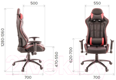 Кресло офисное Everprof Lotus S10 PU (черный/красный)