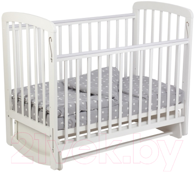 Детская кроватка Polini Kids Simple 304 с маятником / 0003136-04 (белый)