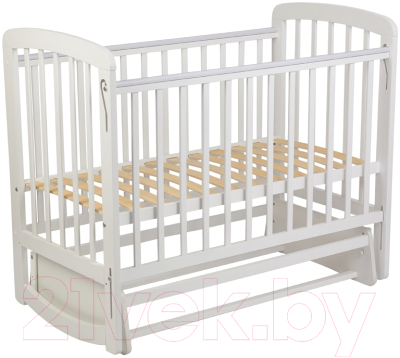 Детская кроватка Polini Kids Simple 304 с маятником / 0003136-04 (белый)