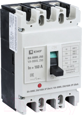 Выключатель автоматический EKF Basic ВА-99МL 250/160А 3P 20кА / mccb99-250-160mi
