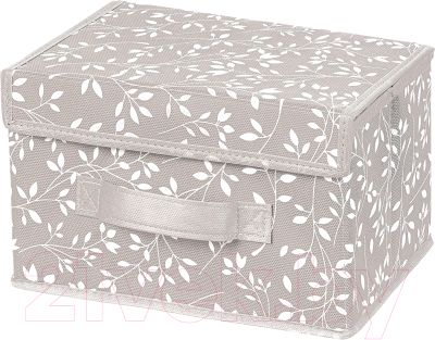 Коробка для хранения Elan Gallery Белая веточка на сером / 490314