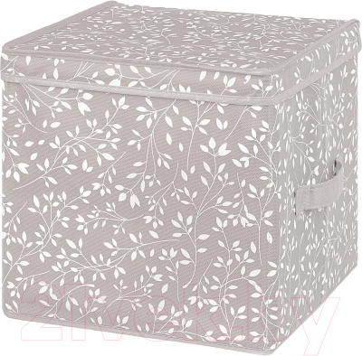 Коробка для хранения Elan Gallery Белая веточка на сером / 490323