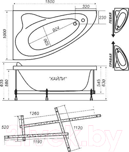 Ванна акриловая Triton Кайли 150x100 L Релакс