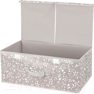 Коробка для хранения Elan Gallery Белая веточка на сером / 490324