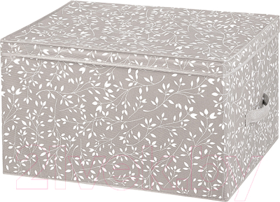 Коробка для хранения Elan Gallery Белая веточка на сером / 490309