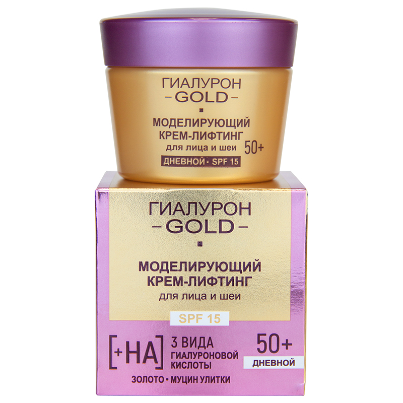 Крем для лица Витэкс Гиалурон Gold Моделирующий крем-лифтинг SPF15 дневной 50+ (45мл)
