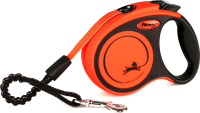 Поводок-рулетка Flexi Xtreme ремень / 34507 (XS, 3м, черный/оранжевый) - 