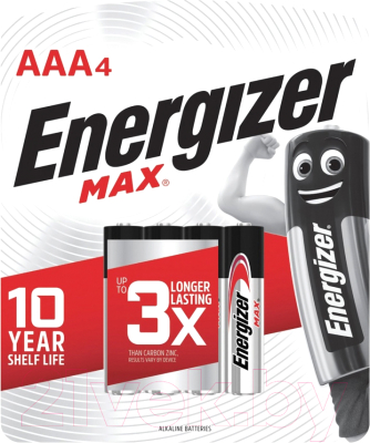 Комплект батареек Energizer MAX E92 LR03/AAA BP4/48