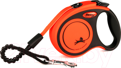 Поводок-рулетка Flexi Xtreme ремень / 34606 (L, 8м, черный/оранжевый)