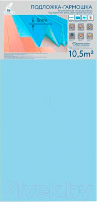 Подложка SOLID Гармошка 5мм (10.5 м.кв., синий)