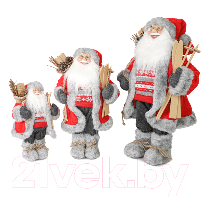 Фигура под елку Maxitoys Дед Мороз в красной шубке с лыжами и подарками / MT-21831-60