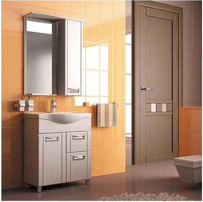 Шкаф с зеркалом для ванной Mixline Альфа 64 R 529002 (с подсветкой)