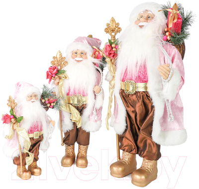 Фигура под елку Maxitoys Дед Мороз в розовой шубке с подарками и посохом / MT-21850-30