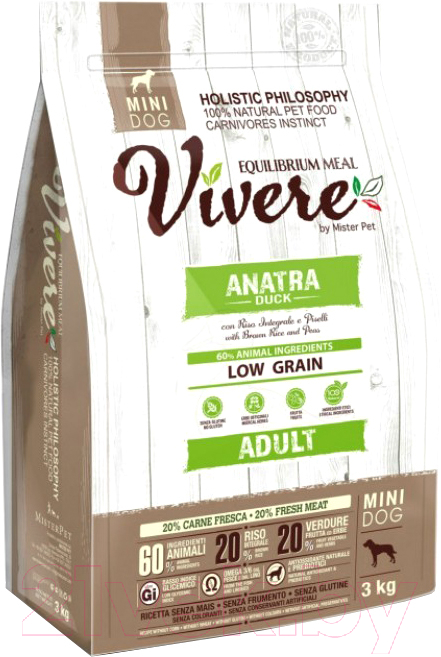 Сухой корм для собак Vivere Mini Adult Duck (3кг)