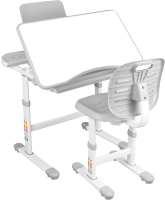 Парта+стул Anatomica Ara с подставкой для книг и выдвижным органайзером (белый/серый) - 