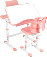Парта+стул Anatomica Ara с подставкой для книг и выдвижным органайзером (белый/розовый) - 