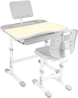 Парта+стул Anatomica Ara с подставкой для книг и выдвижным органайзером (клен/серый) - 