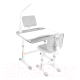 Миниатюра изображения товара Парта+стул Anatomica Ara с подставкой для книг, светильником и выдвижным органайзером (белый/серый)