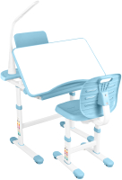 Парта+стул Anatomica Ara с подставкой для книг, светильником и выдвижным органайзером (белый/голубой) - 