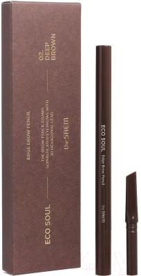 Карандаш для бровей The Saem Eco Soul Edge Brow Pencil 02 Deep Brown