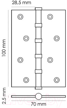 Петля дверная Morelli MS 100x70x2.5-4BB SC (матовый хром)
