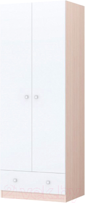 Шкаф Polini Kids Simple двухсекционный с ящиком / 0001302.161 (дуб пастельный/белый)