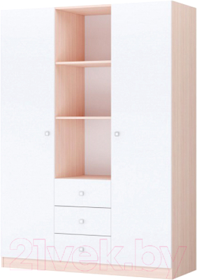 Шкаф Polini Kids Simple трехсекционный / 0001632.161 (дуб пастельный/белый)