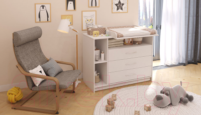 Комод пеленальный Polini Kids Simple 2110 / 0002322.9 (белый)