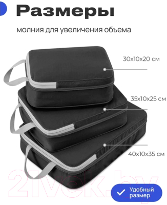 Набор органайзеров для чемодана RoadLike Travel Case / 341095 (3шт, черный)