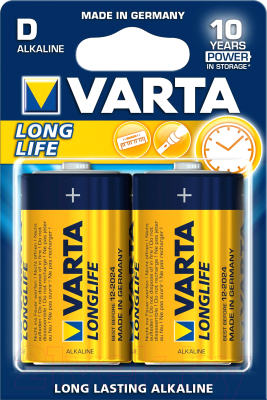 Комплект батареек Varta Longlife 2 D/LR20 / 4120 101 412