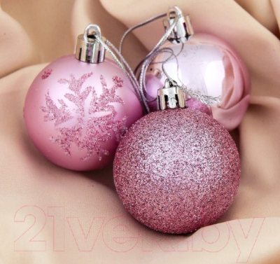 Набор шаров новогодних Зимнее волшебство Танец снежинок / 3531467 (розовый, 27шт)